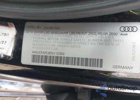 2014 Audi A6 2.0T Premium z USA, uszkodzony, nr VIN WAUCFAFC8EN112359